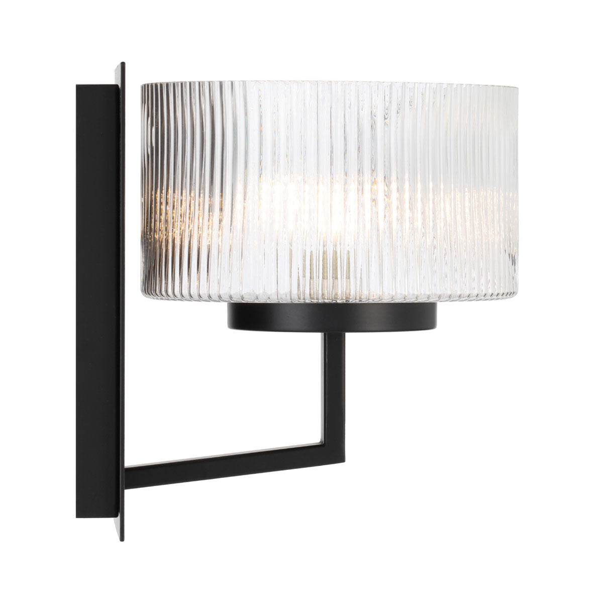 Moreno Iron & Ribbed Glass Round Wall Light