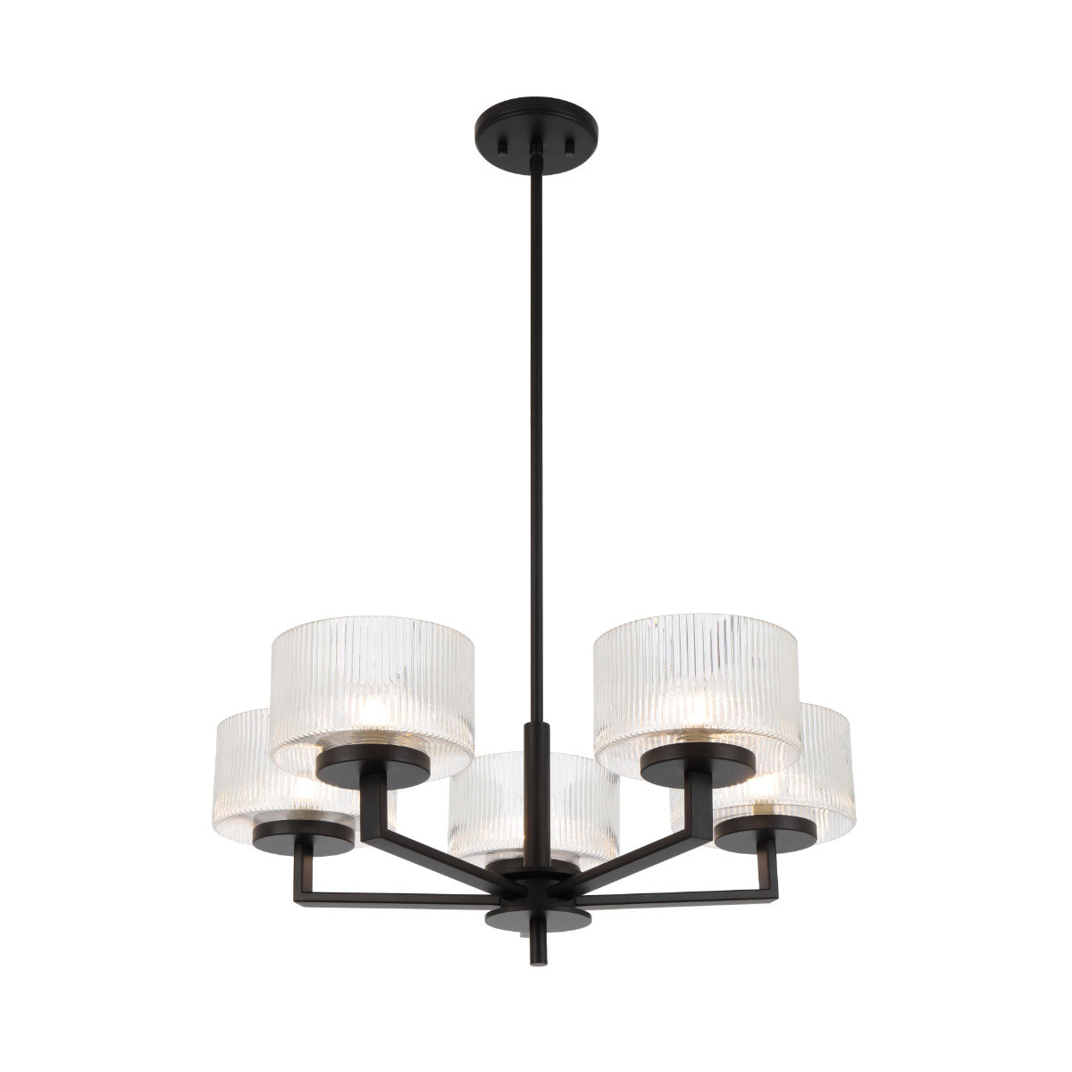 Moreno 5-Light Pendant Light €“ Ribbed Glass and Iron