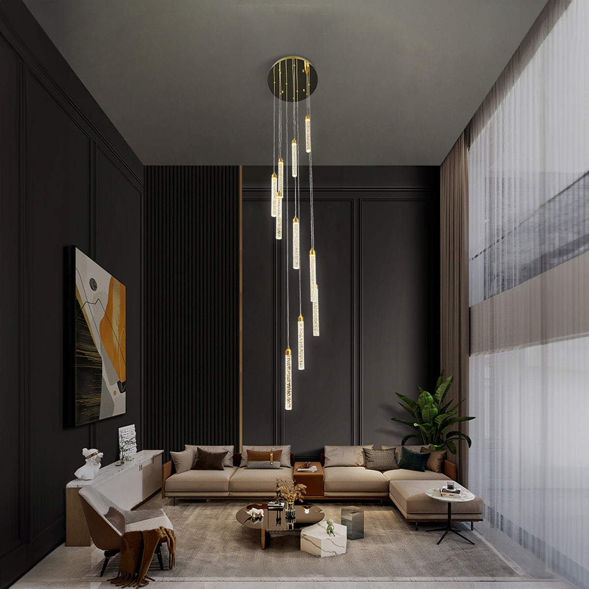 Spiral Pendant Light with 10 LED Lights