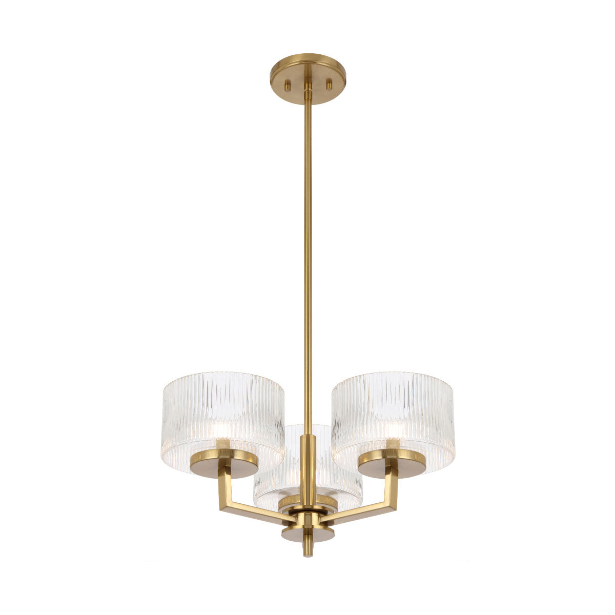 Moreno 3-Light Iron & Ribbed Glass Pendant Light