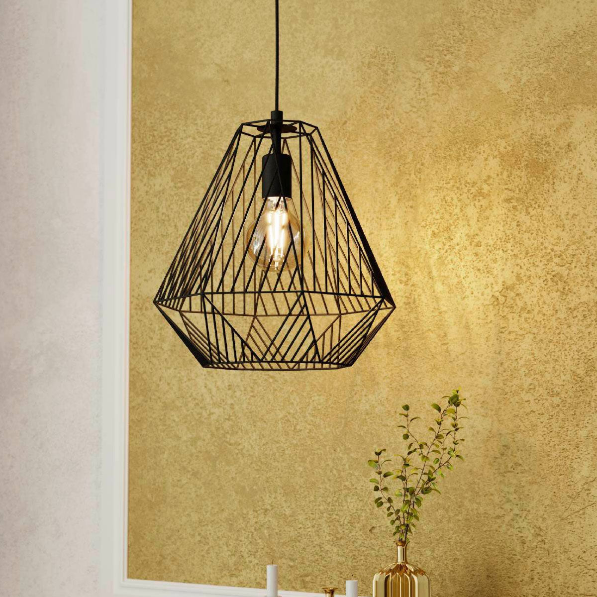 Stype Geometric Diamond Shaped Pendant Light with E27 Holder