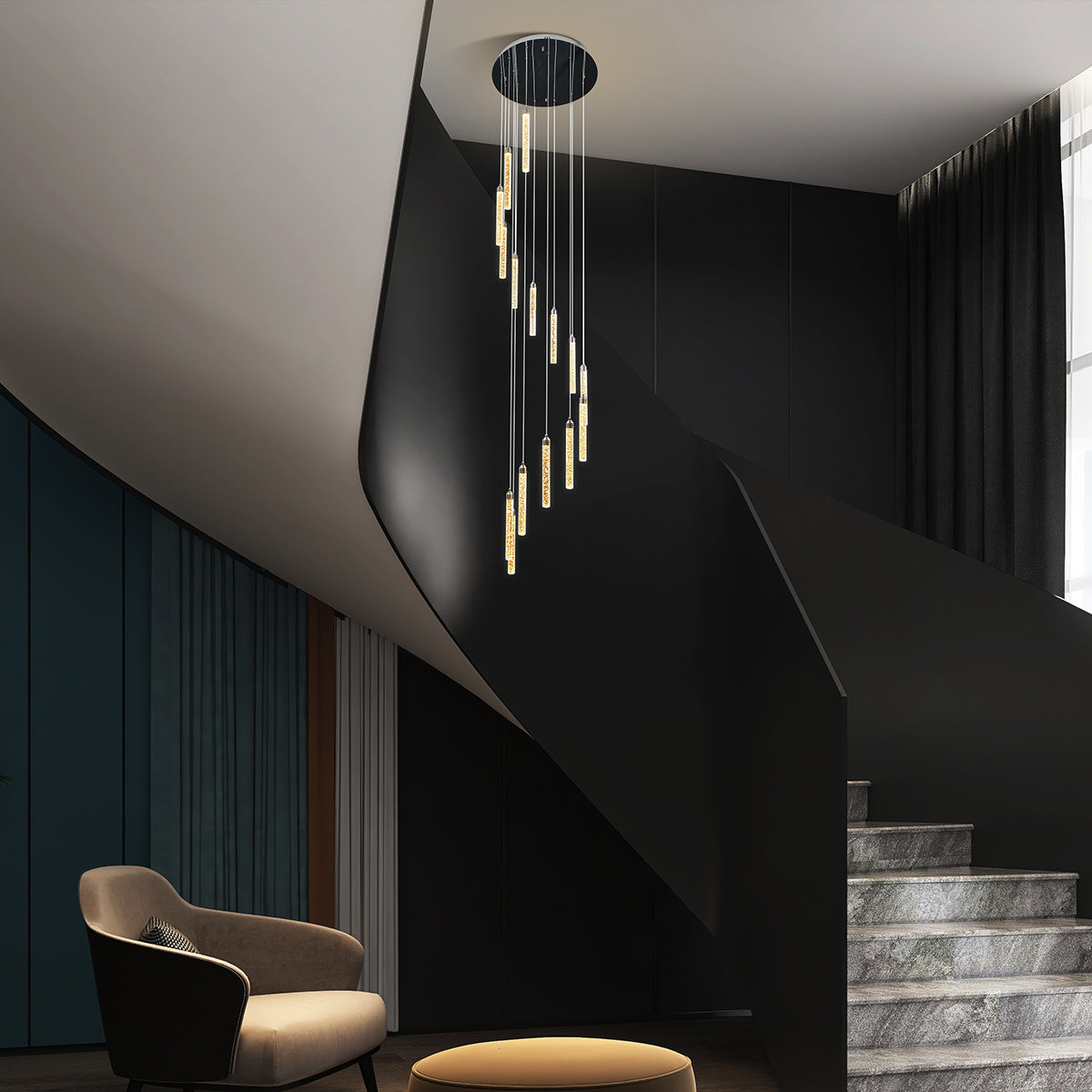 Spiral Pendant Light with 10 LED Lights