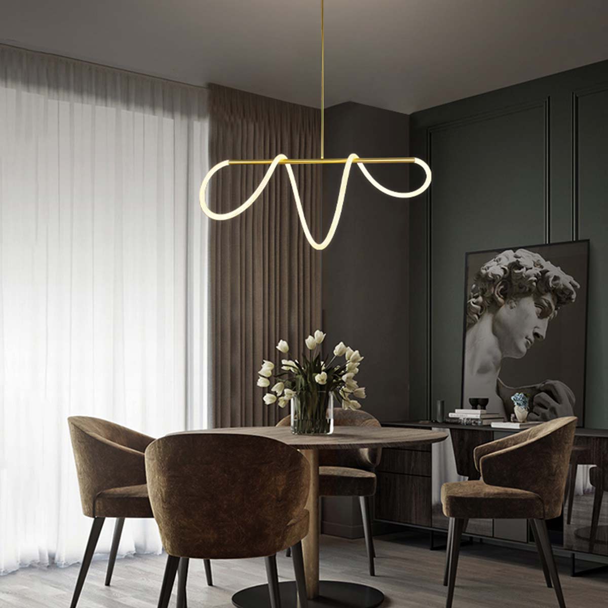 Roparo Linear LED Rope Pendant Light - 1100mm