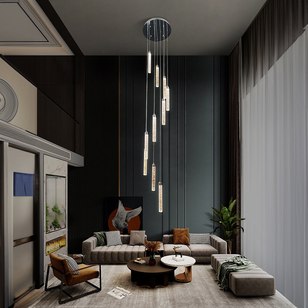 Spiral Pendant Light with 10 LED Lights