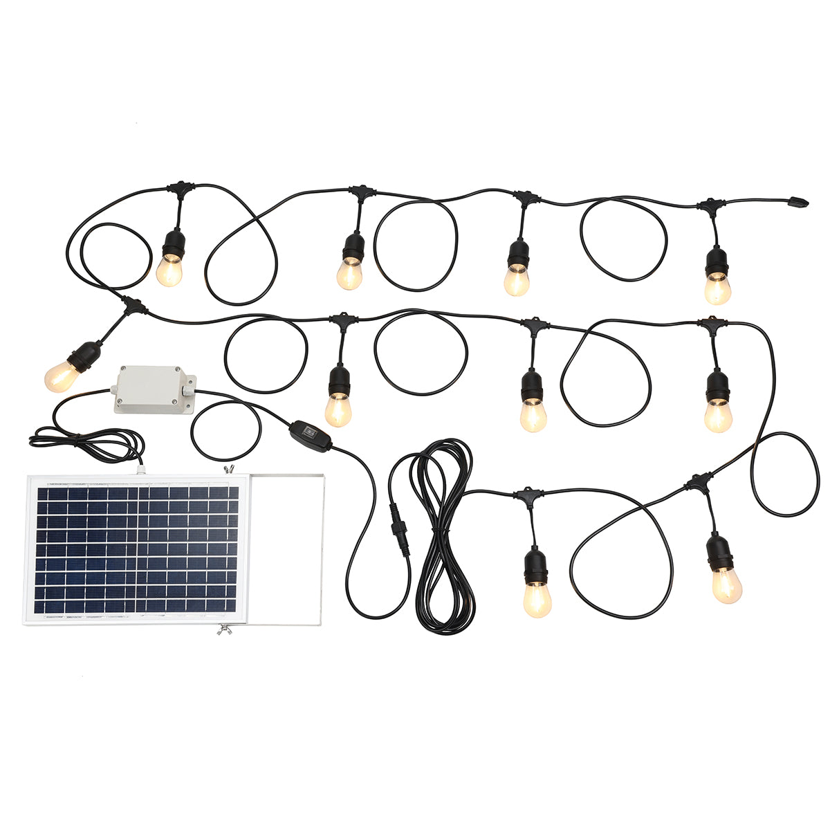 10LT 12V IP65 Hanging LED Solar Festoon Kit 13m