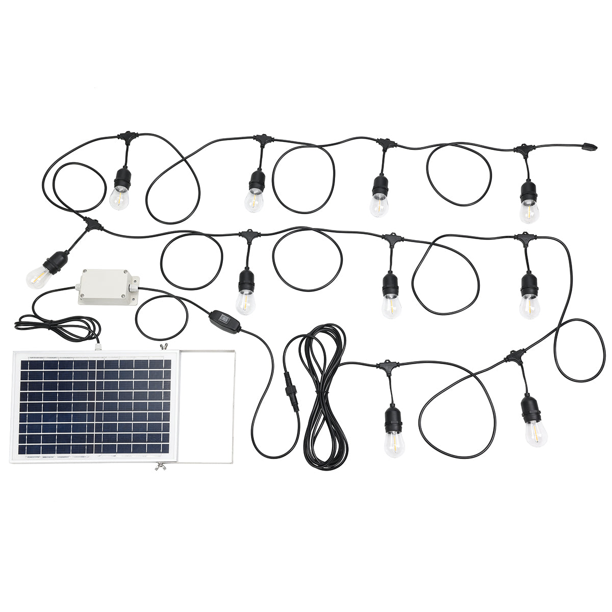 10LT 12V IP65 Hanging LED Solar Festoon Kit 13m