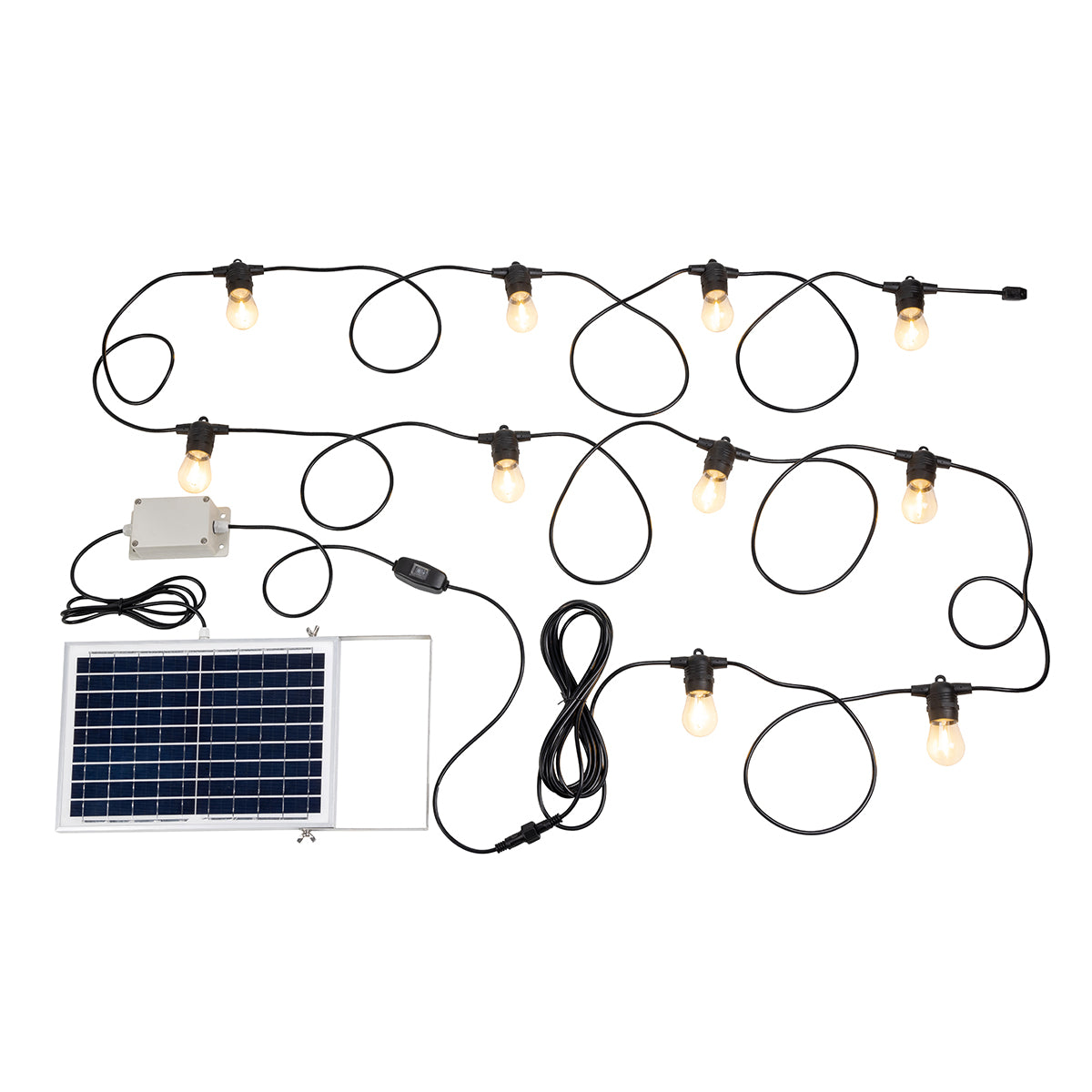 10LT 12V IP65 Fixed LED Solar Festoon Kit 13m