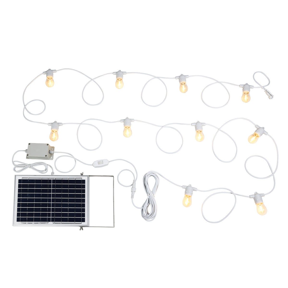 10LT 12V IP65 Fixed LED Solar Festoon Kit 13m