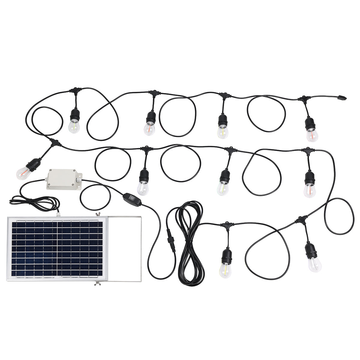 10LT 12V IP65 Hanging LED Solar Festoon Kit 13m