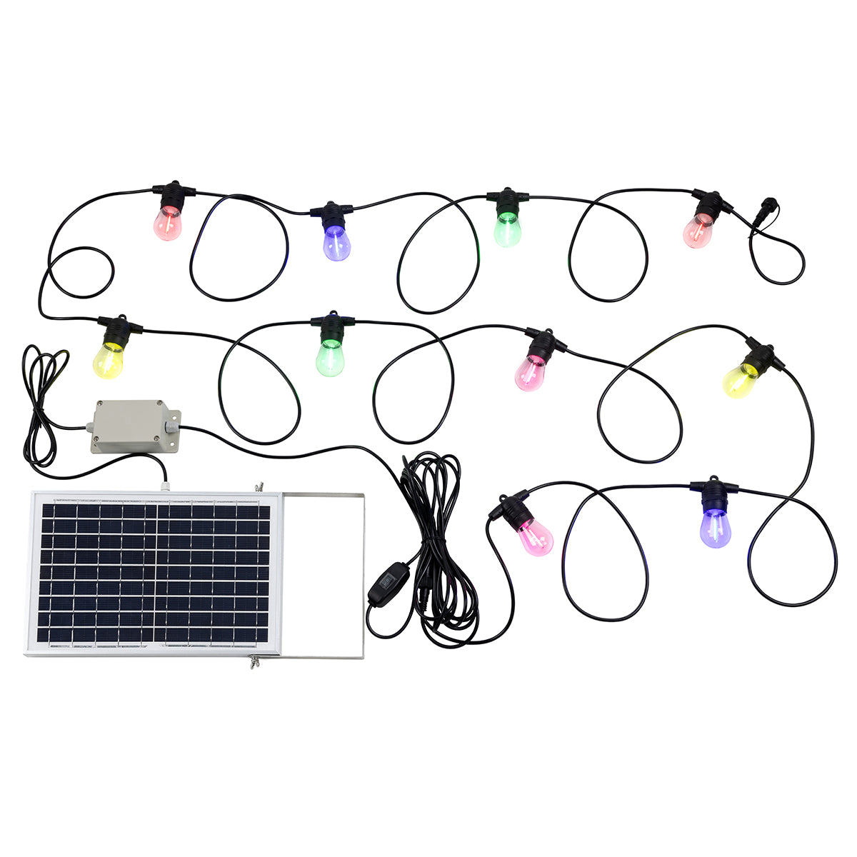 10LT 12V IP65 Fixed LED Solar Festoon Kit 13m
