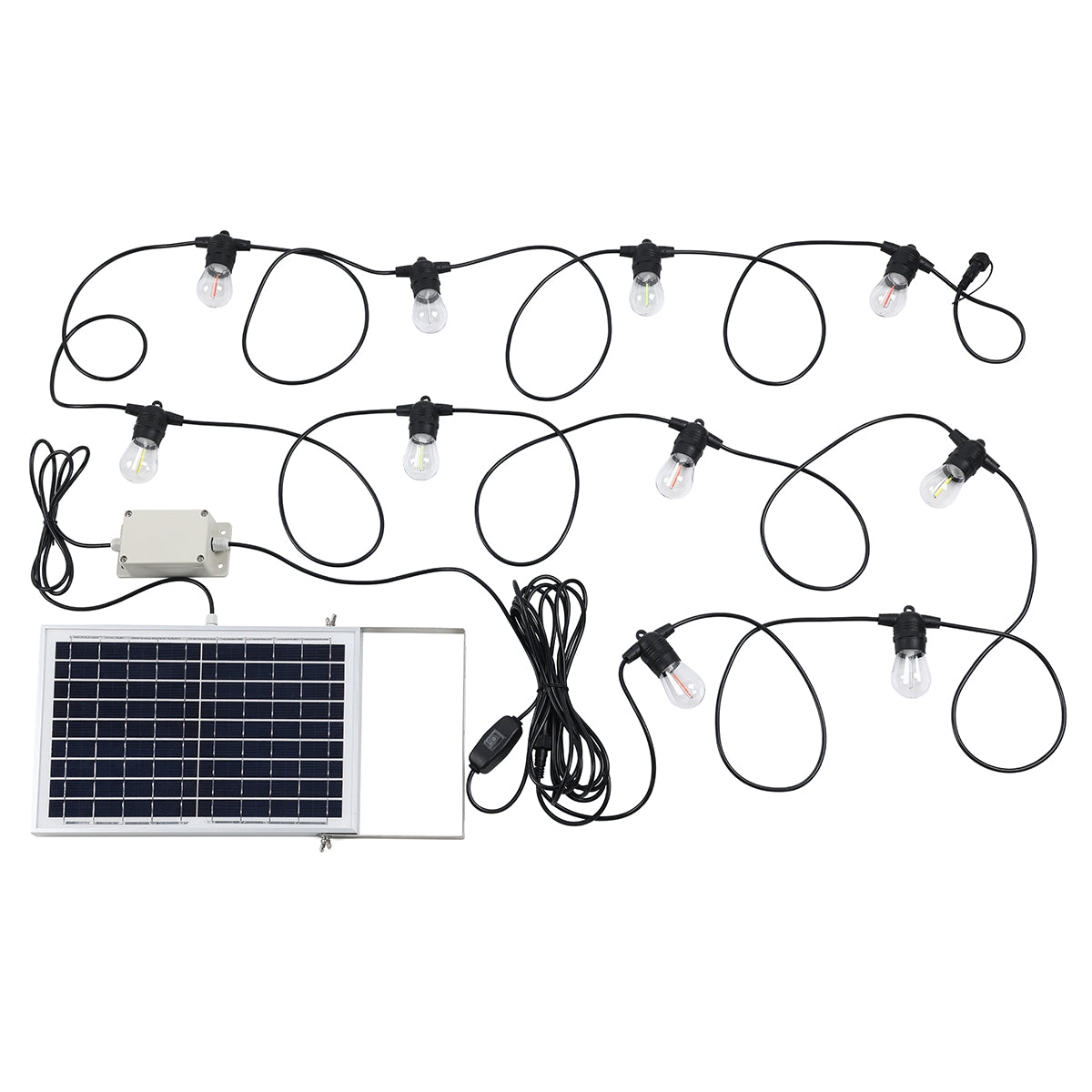 10LT 12V IP65 Fixed LED Solar Festoon Kit 13m
