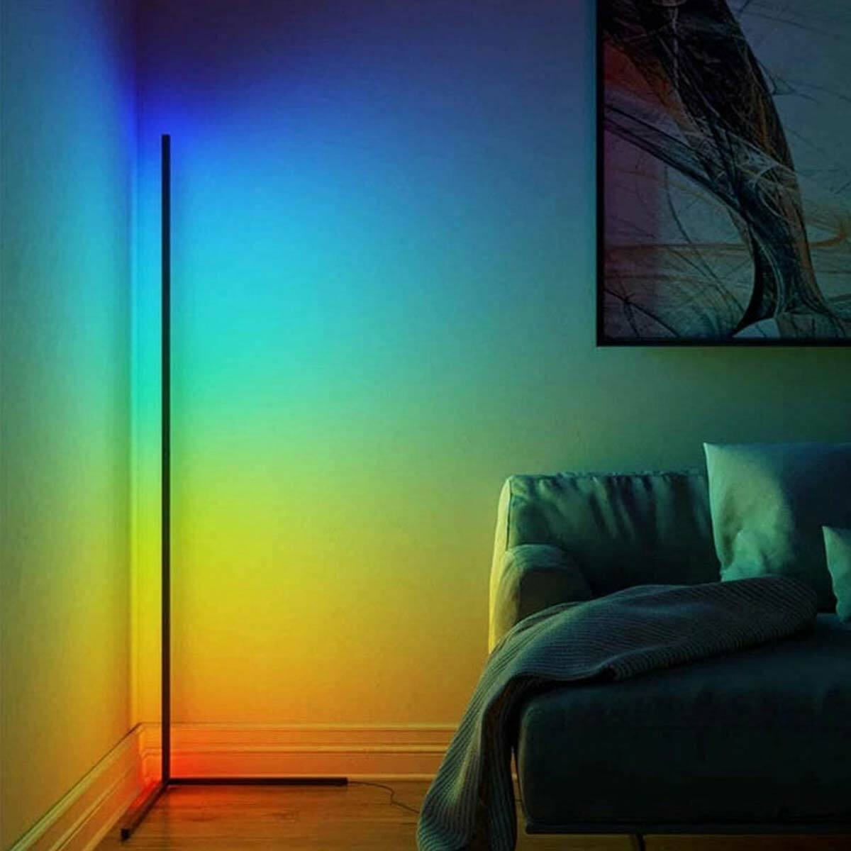 20W LED Corner Floor Lamp - Black - 300 Colour Modes