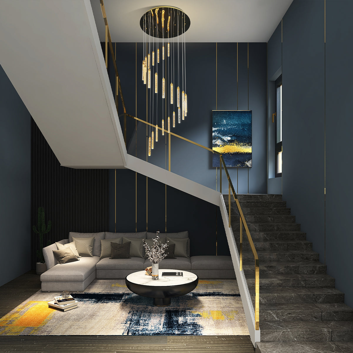 Spiral Pendant Light with 10 LED Lights