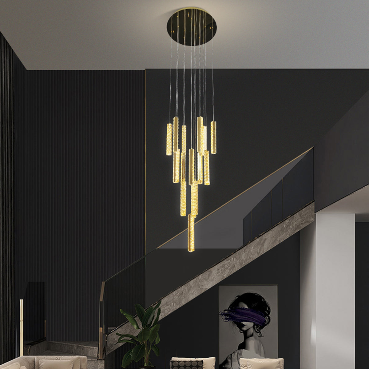 Trechizio 10 LED Cluster Crystal Pendant Lights