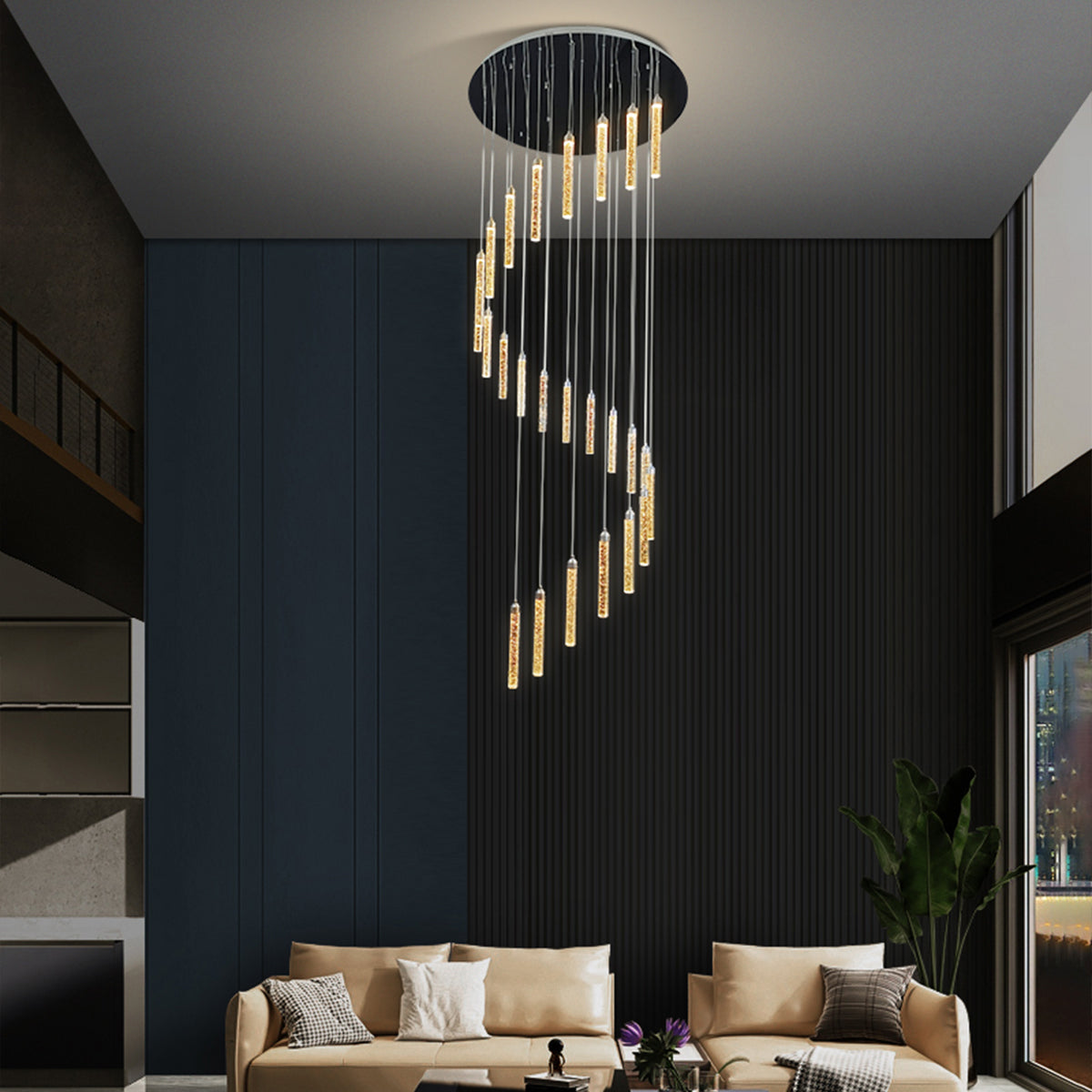 Spiral Pendant Light with 10 LED Lights