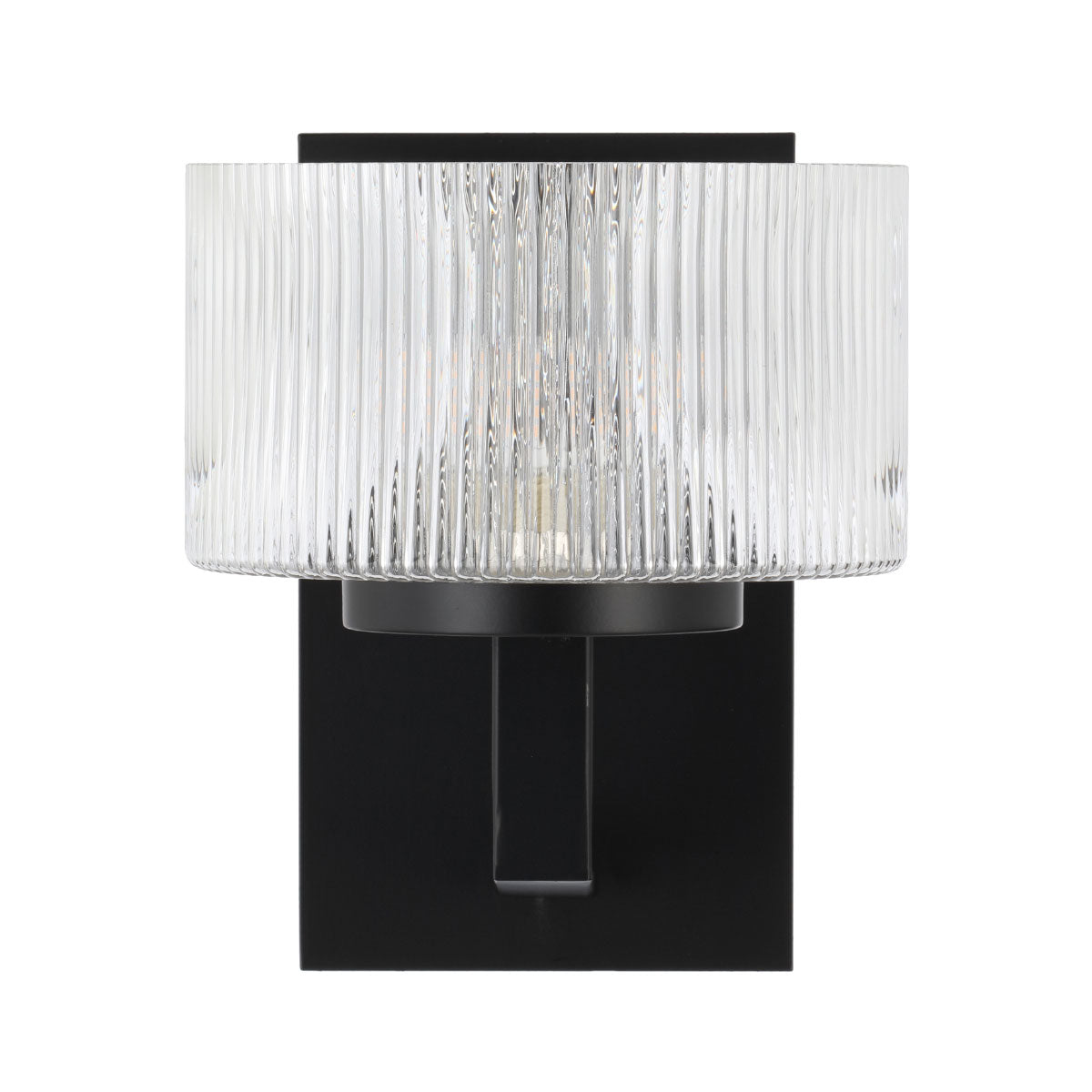 Moreno Iron & Ribbed Glass Round Wall Light