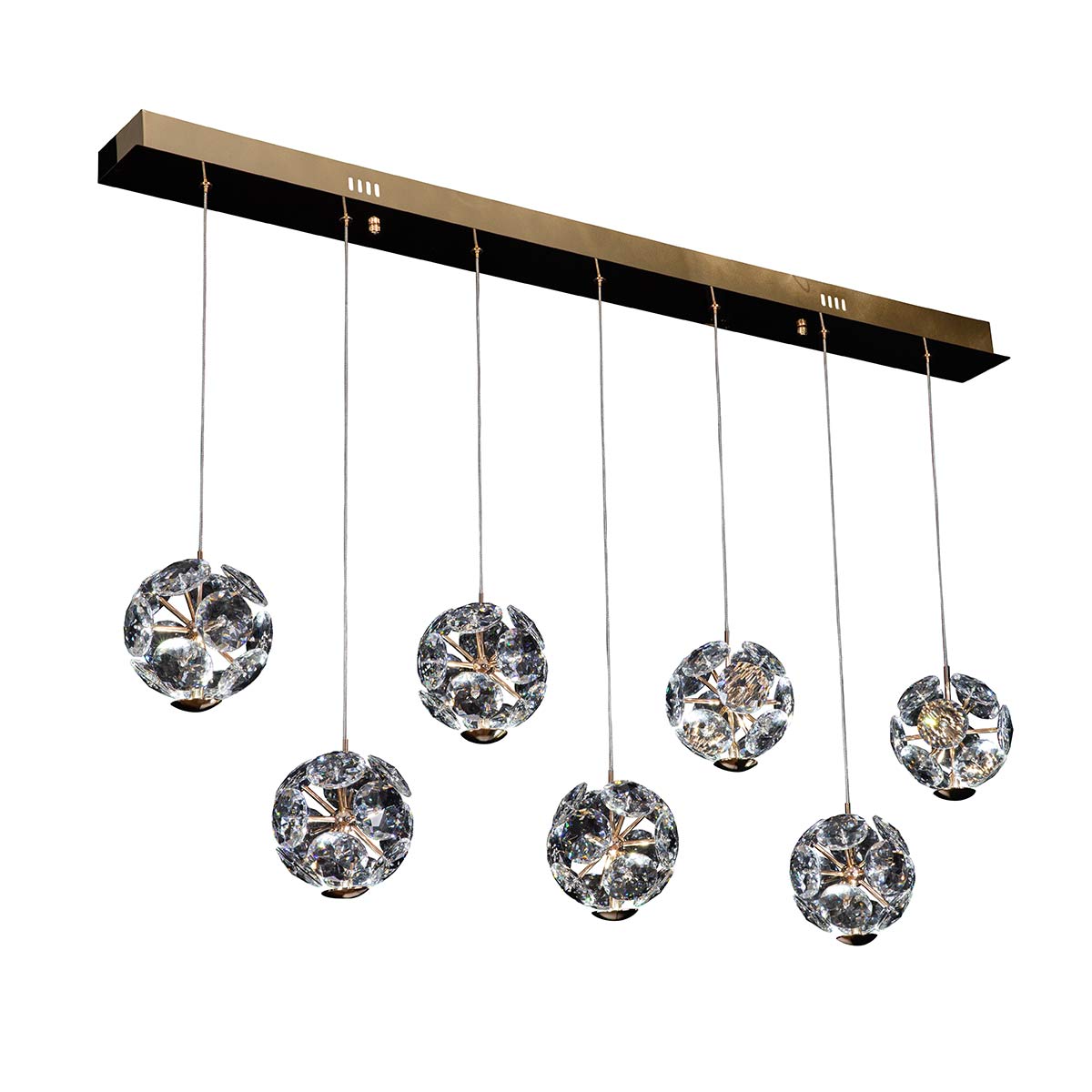 Astrid Crystal Floral Ball Linear Pendant Light - 1200mm