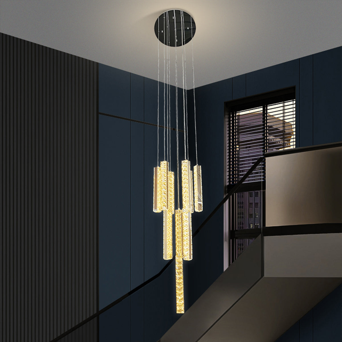 Trechizio 10 LED Cluster Crystal Pendant Lights