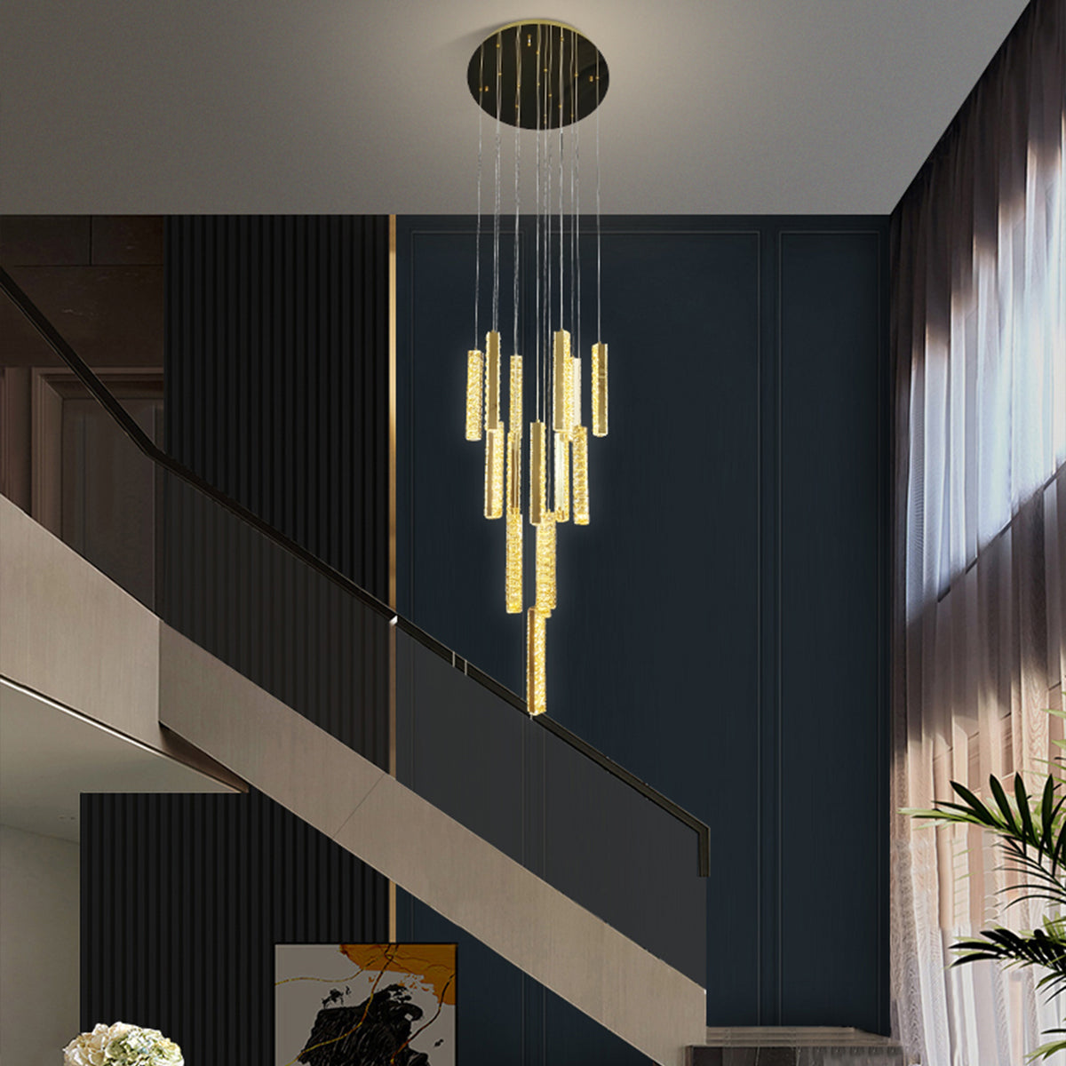 Trechizio 10 LED Cluster Crystal Pendant Lights