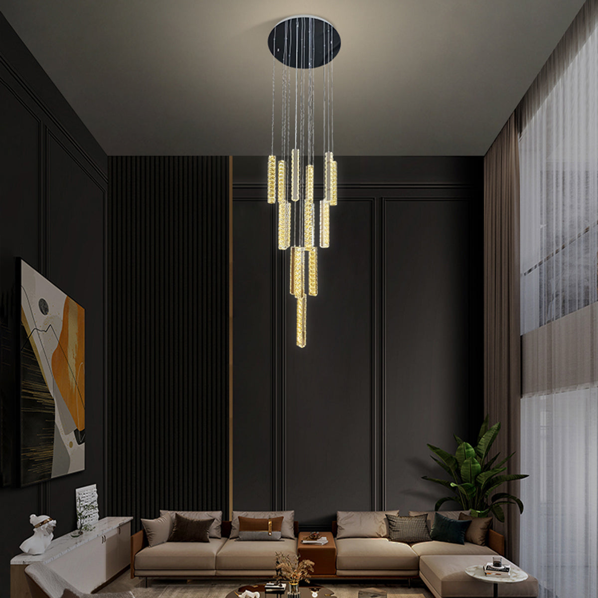 Trechizio 10 LED Cluster Crystal Pendant Lights