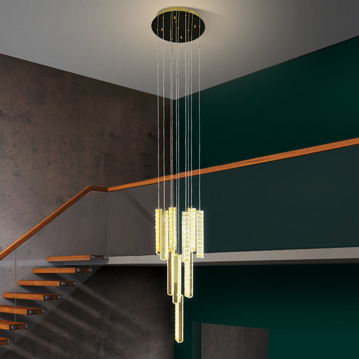 Trechizio 10 LED Cluster Crystal Pendant Lights