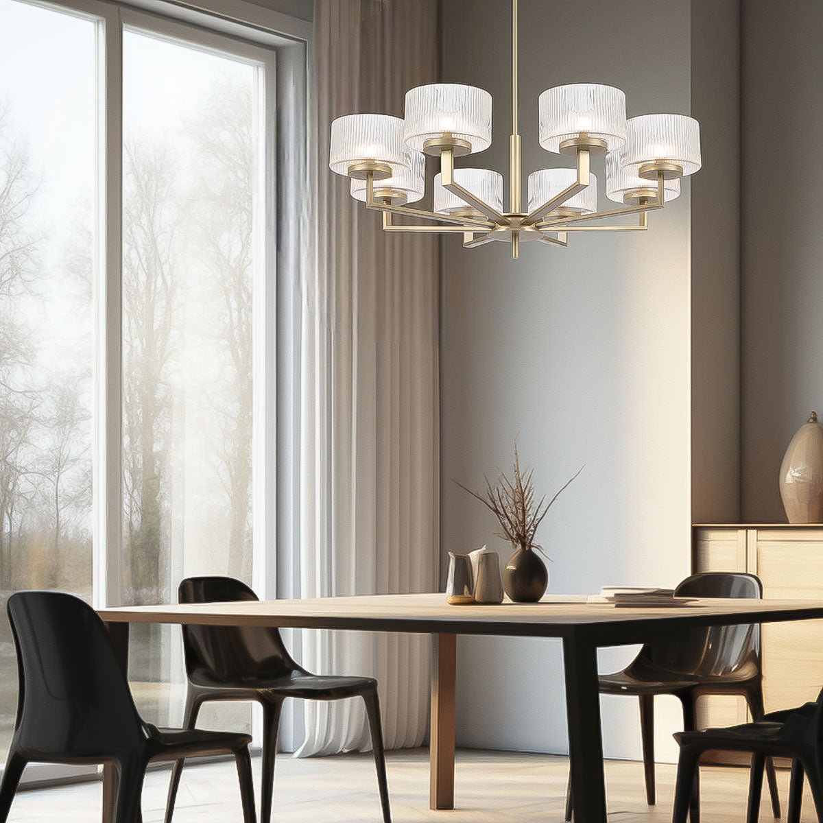 Moreno 8-Light Pendant Light with Ribbed Glass Shades