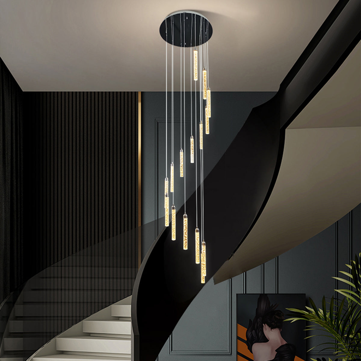 Spiral Pendant Light with 10 LED Lights