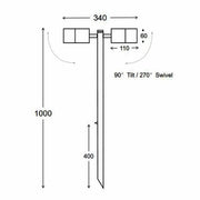 1m Double Garden Spike Light - Adjustable Design