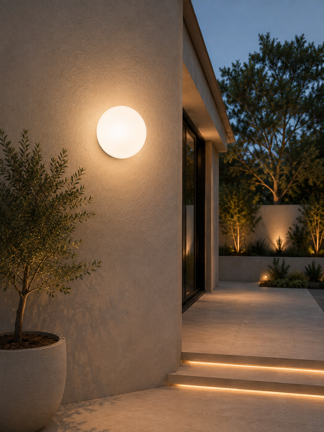 Orbos Opal Glass Sphere IP65 Wall Light