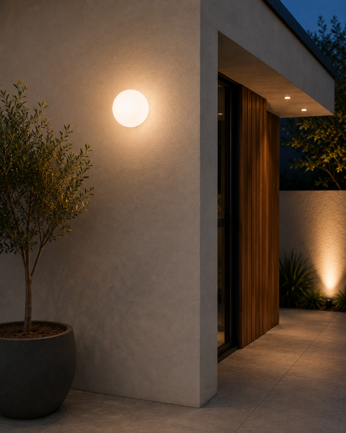 Orbos Opal Glass Sphere IP65 Wall Light