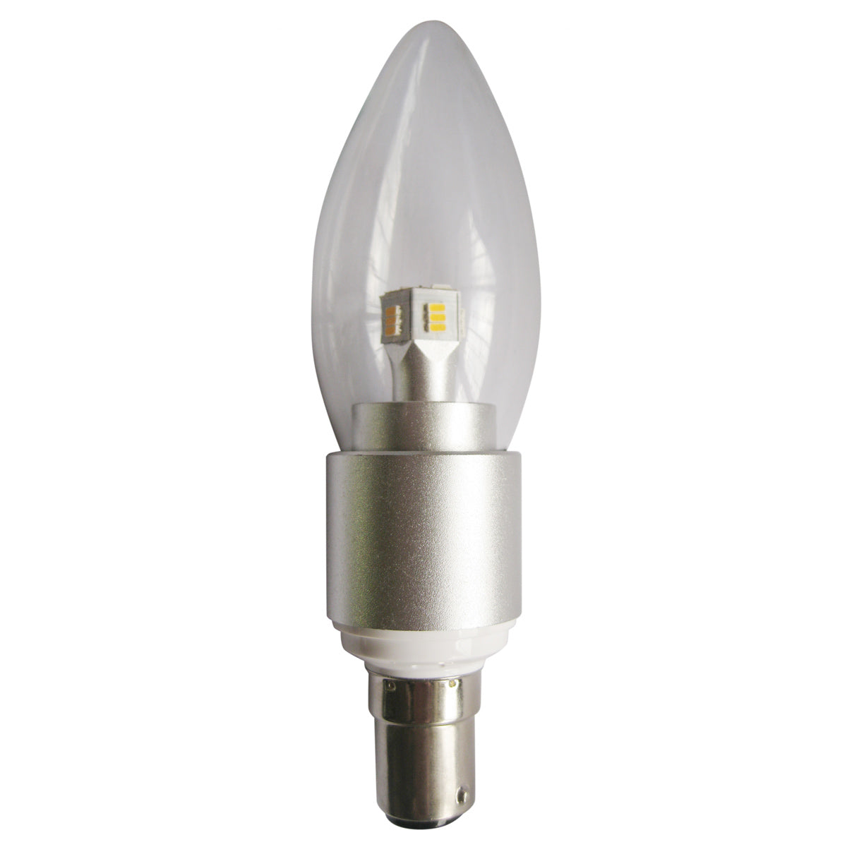 4W B15 LED Clear Candle Globe - 5000K Cool White - Dimmable