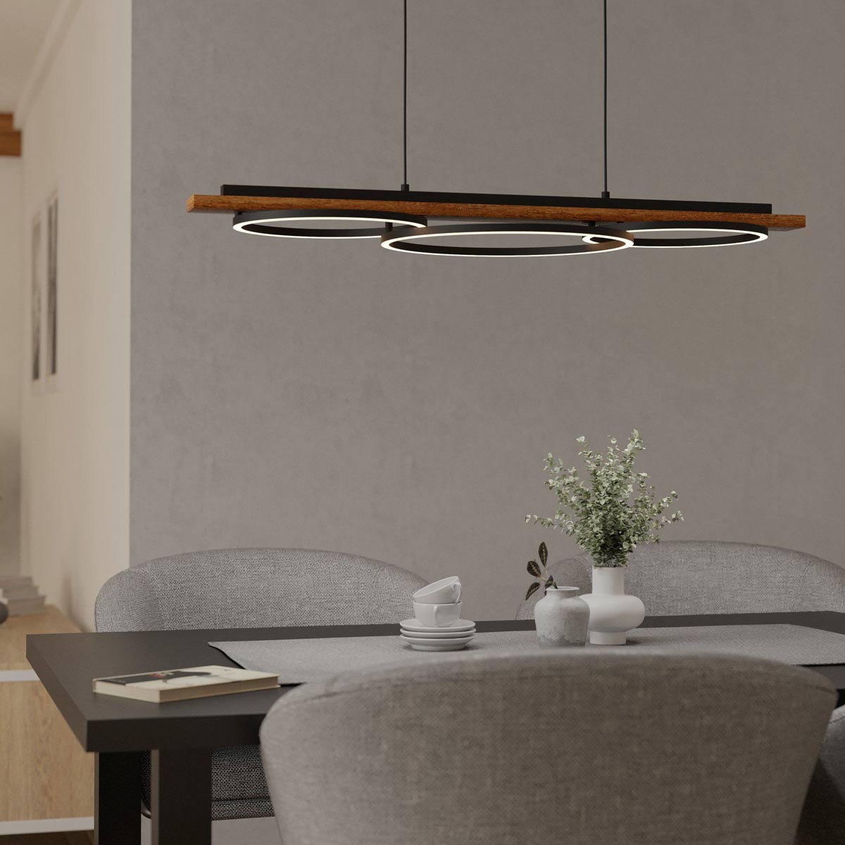 Boyal 40.5W LED 3 Ring Halo Pendant Light