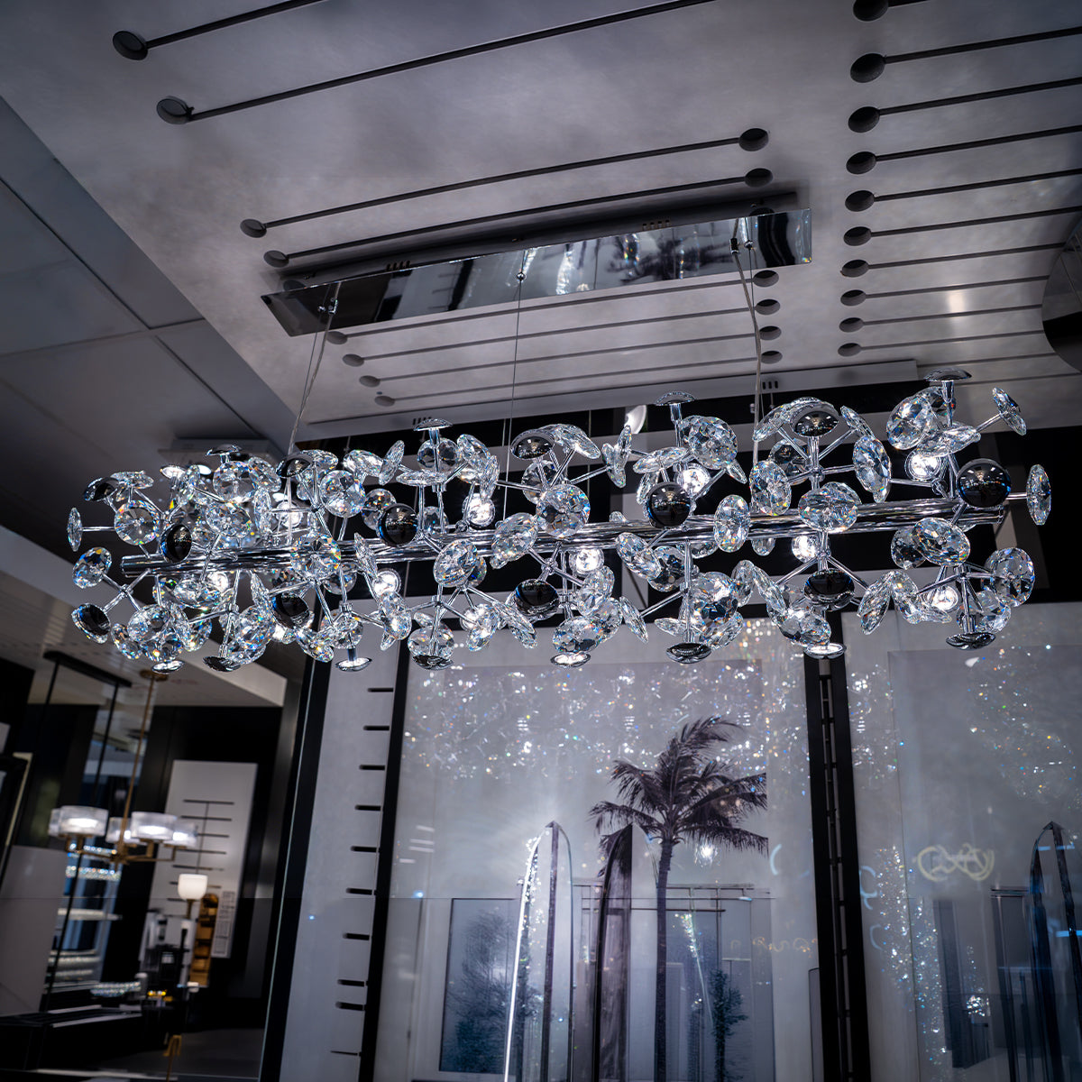 Astrid Crystal Floral Linear Pendant Light