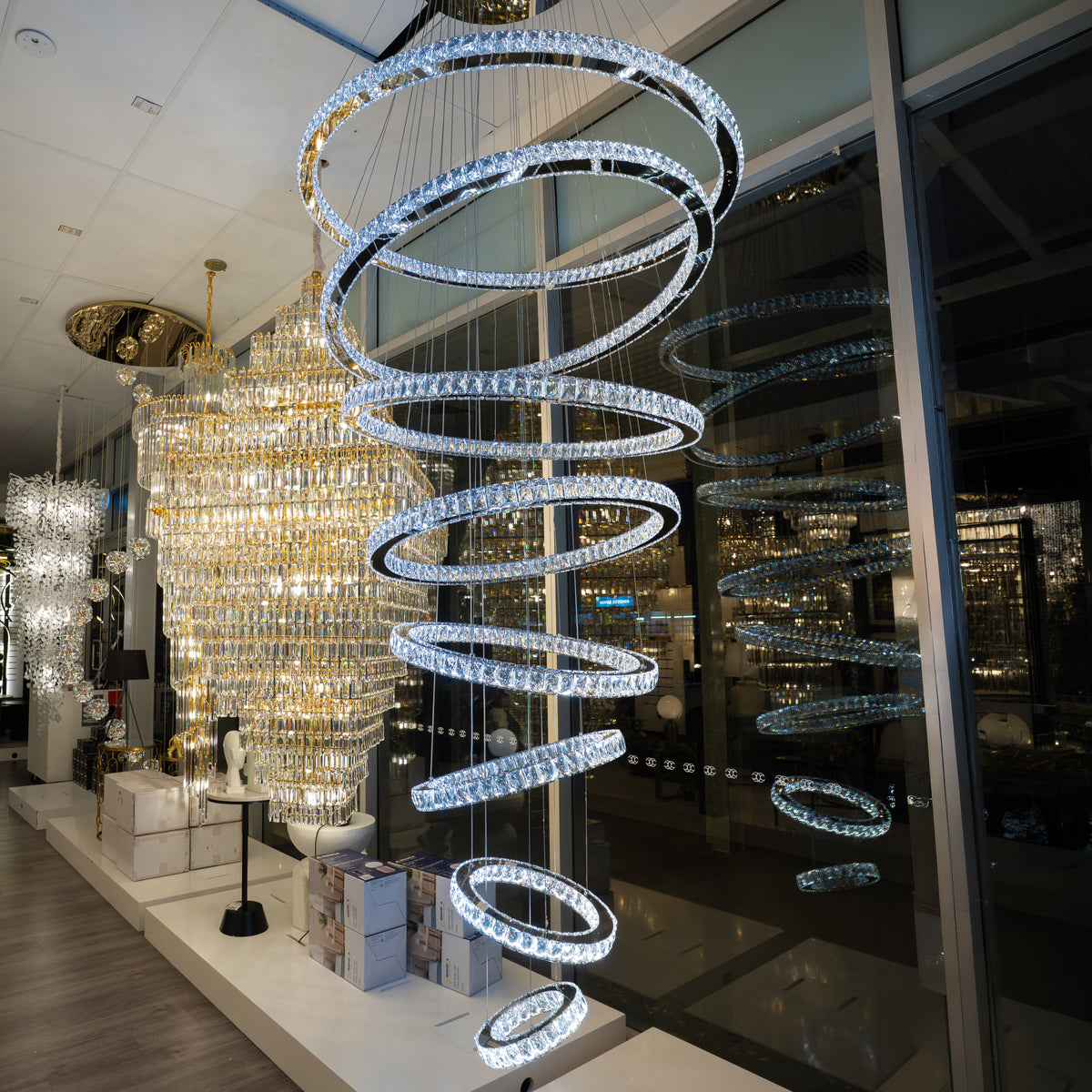 Jazmina Crystal 8 Ring LED Pendant Light - 1200mm