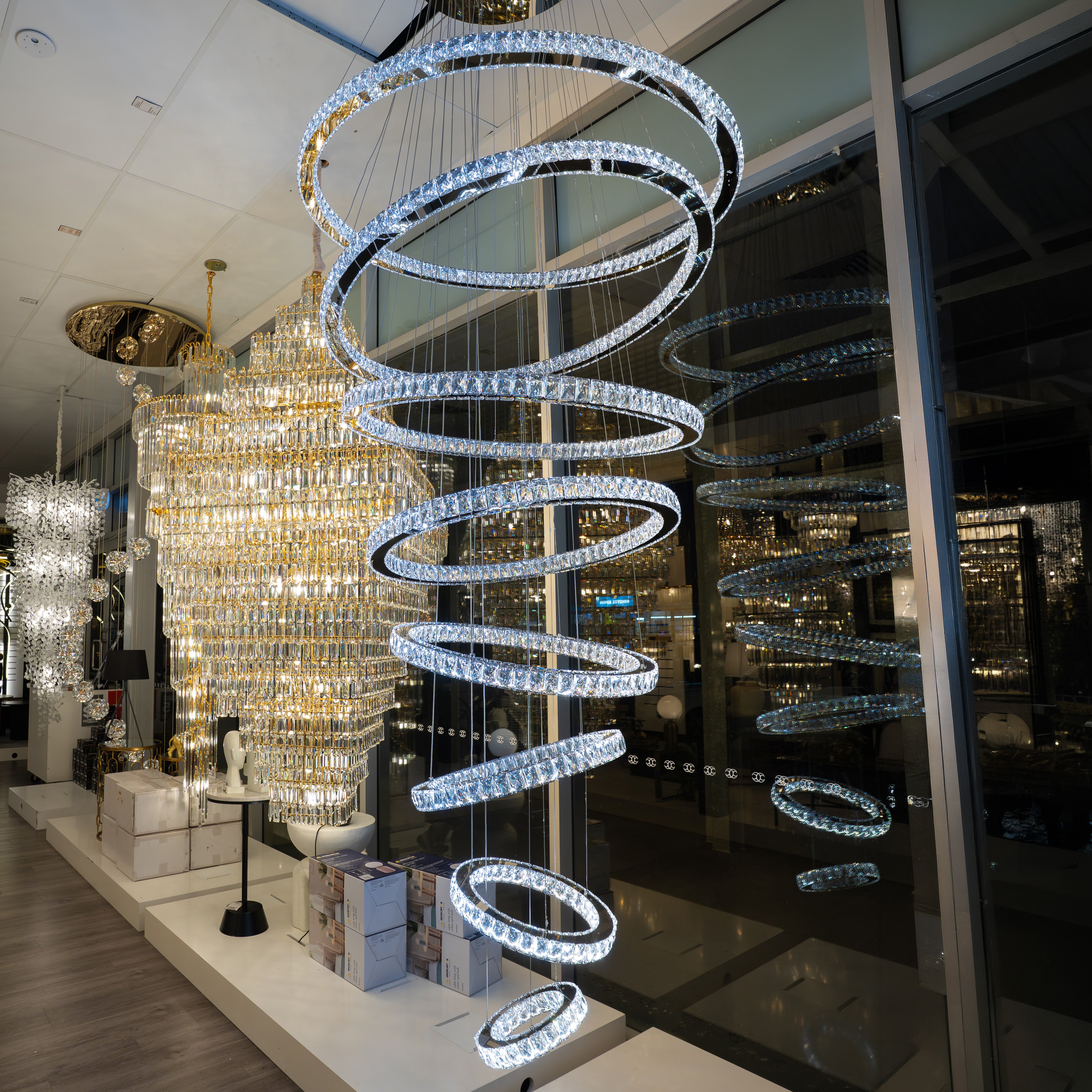 Jazmina Crystal 8 Ring LED Pendant Light - 1200mm