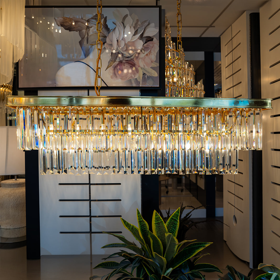 Marinello 2 Tier Rectangle Crystal Chandelier