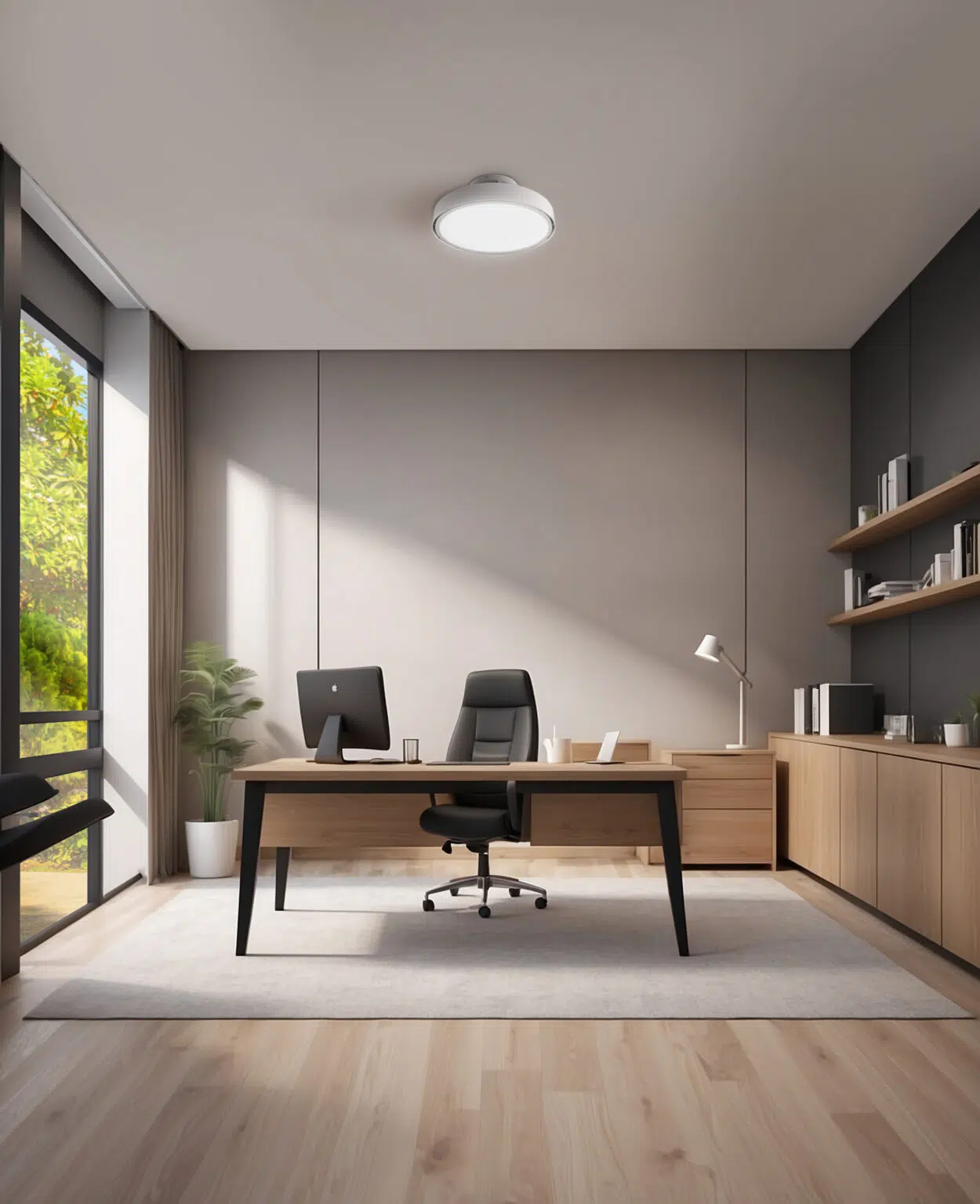 Martec fantom ceiling fan installed in a study of a home
