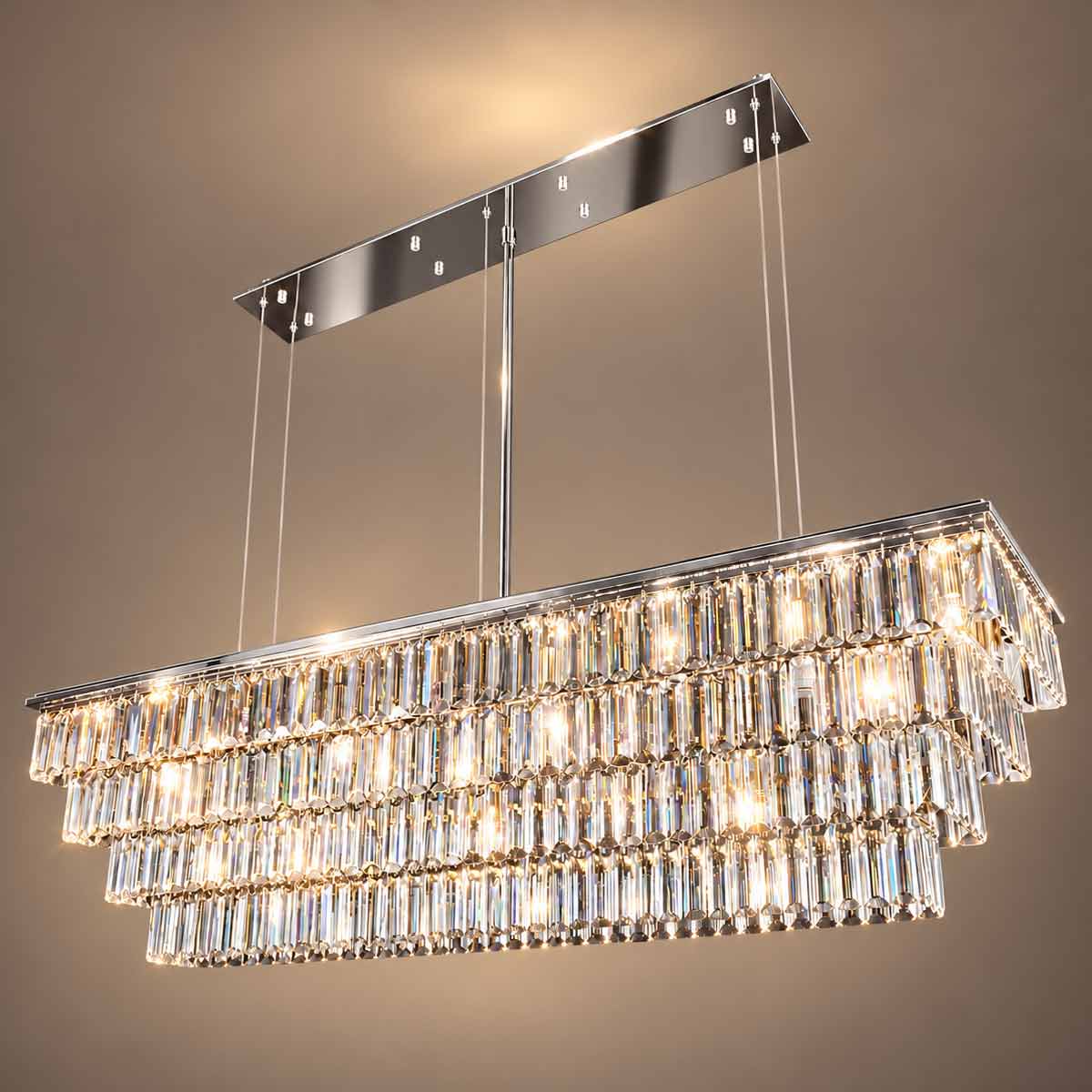 Milano 4-Tier Rectangle Crystal Chandelier