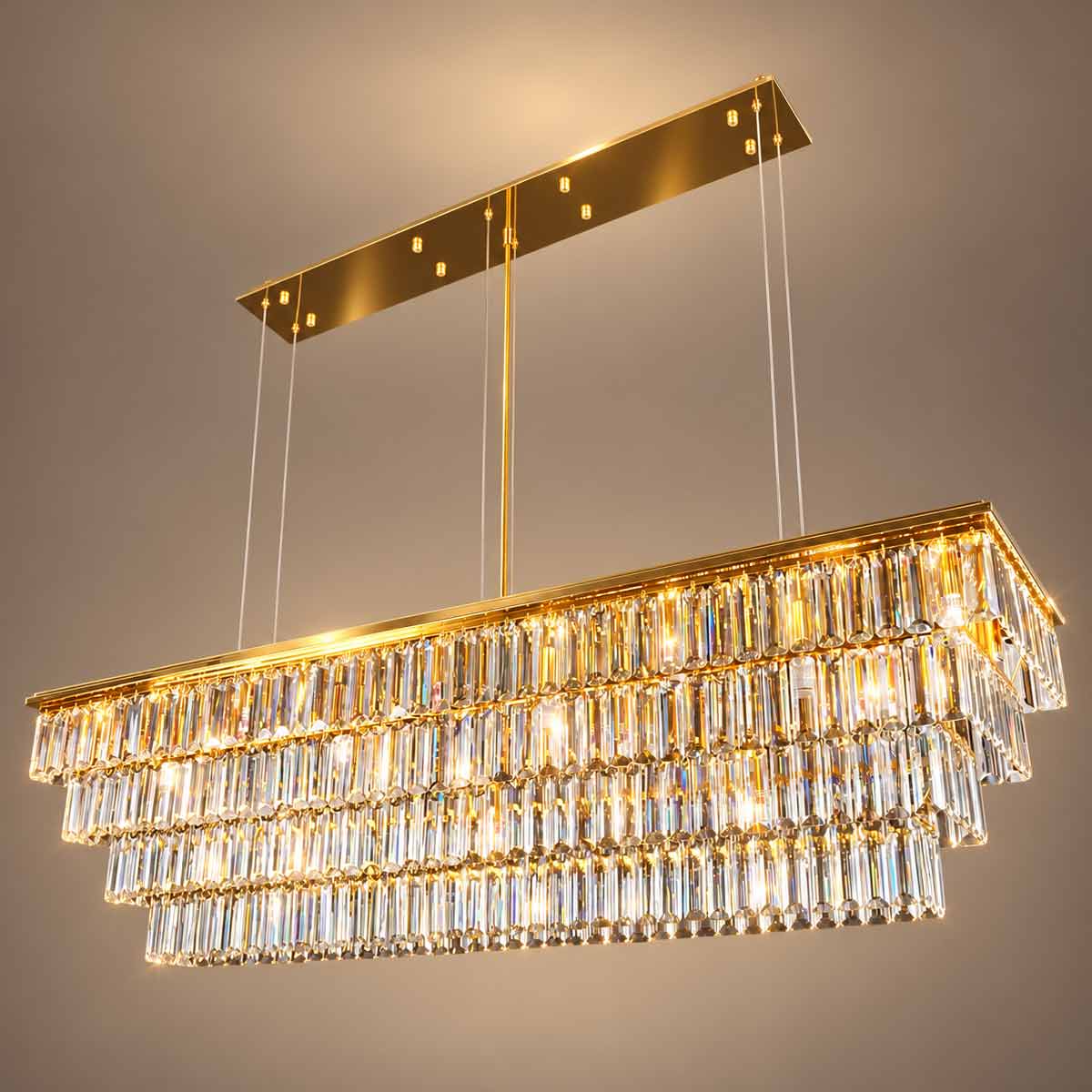 Milano 4-Tier Rectangle Crystal Chandelier