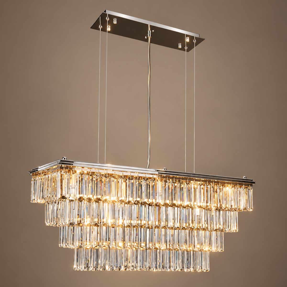 Milano 4-Tier Rectangle Crystal Chandelier