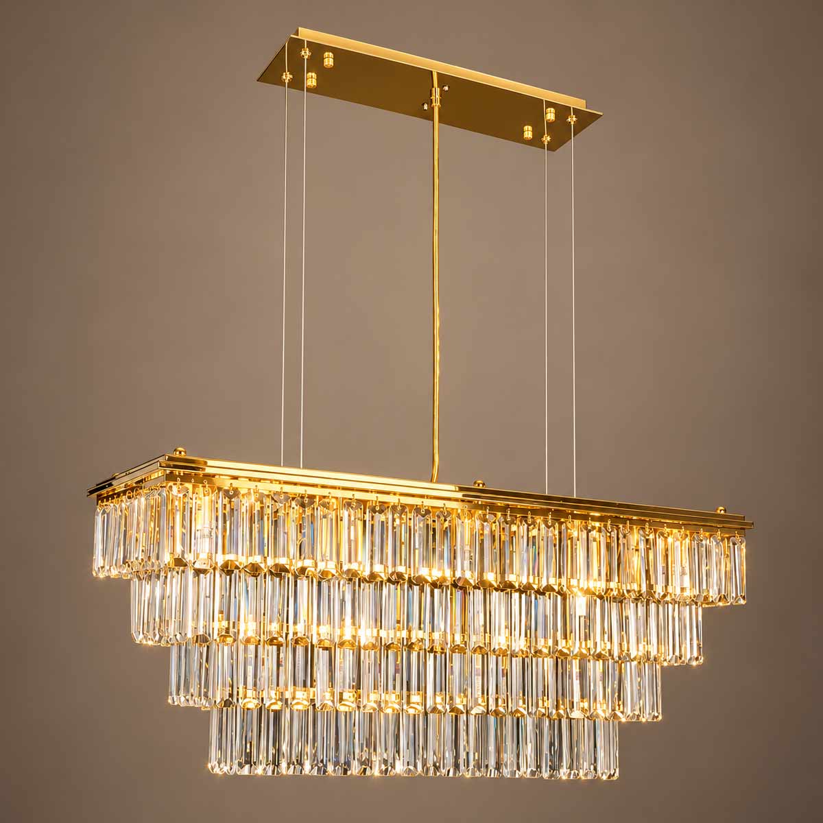 Milano 4-Tier Rectangle Crystal Chandelier