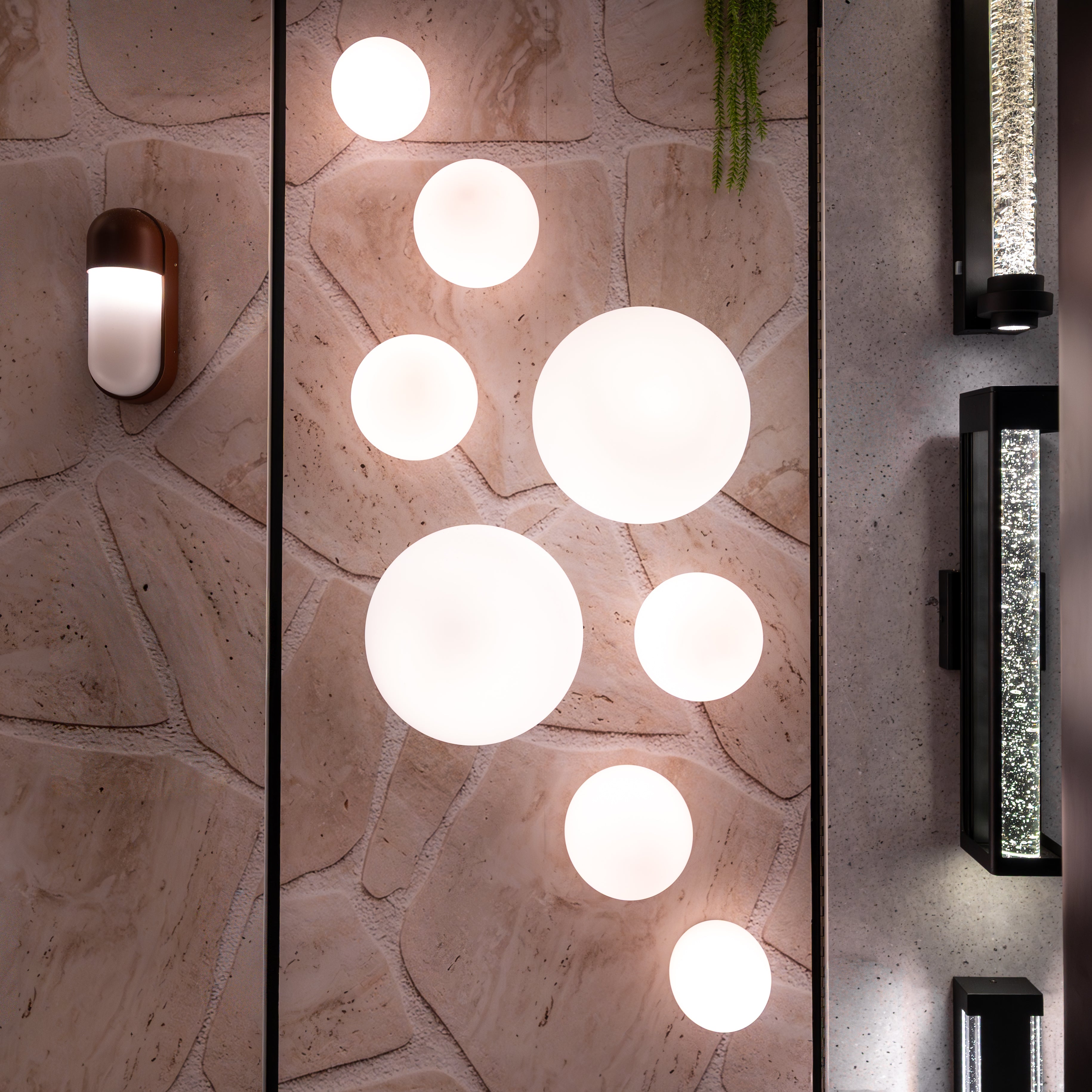 Orbos Opal Glass Sphere IP65 Wall Light