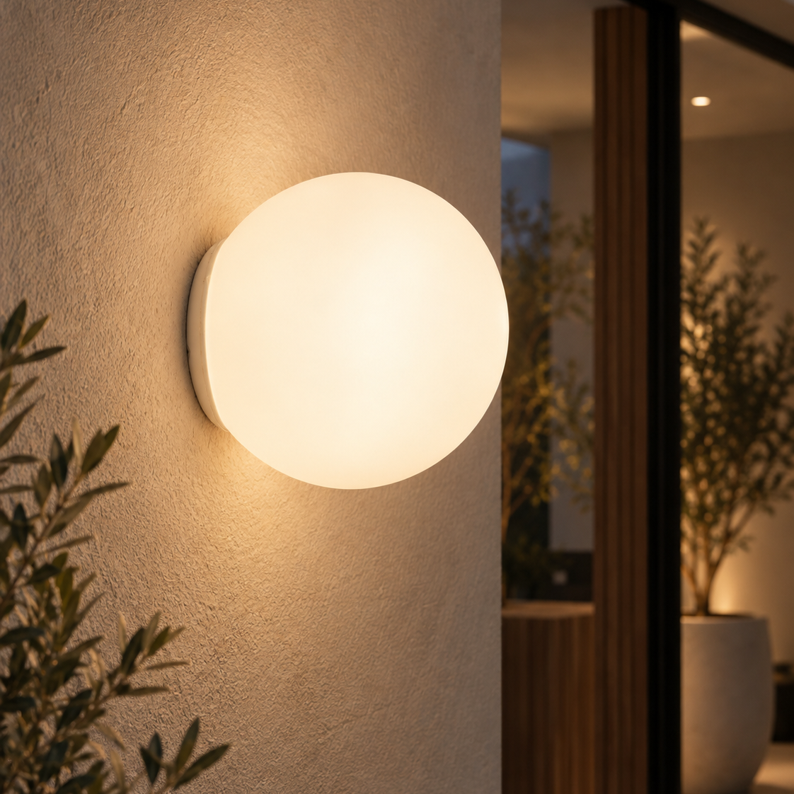 Orbos Opal Glass Sphere IP65 Wall Light