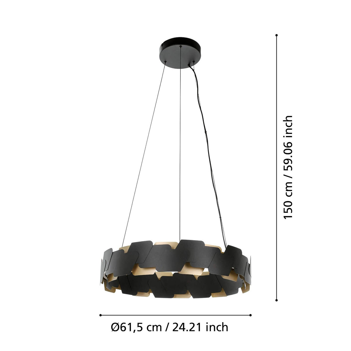 Altagracia LED Round Modern Pendant Light with Black & Gold Steel