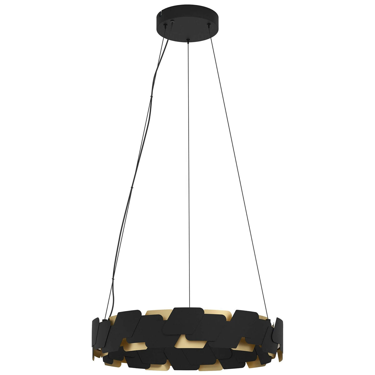 Altagracia LED Round Modern Pendant Light with Black & Gold Steel