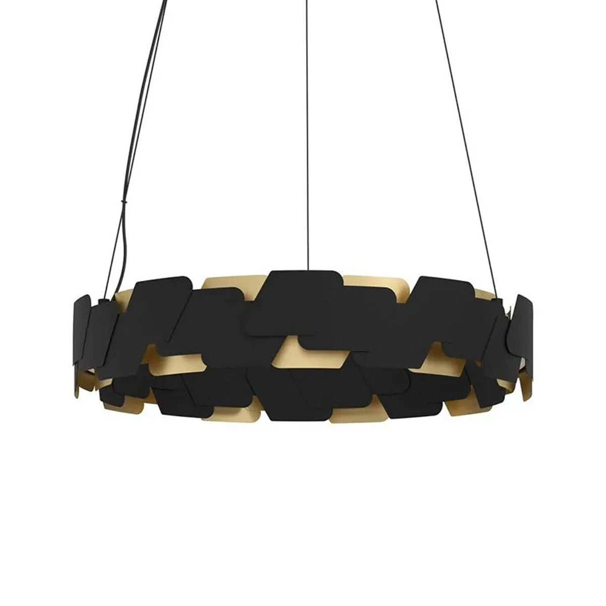 Altagracia LED Round Modern Pendant Light with Black & Gold Steel