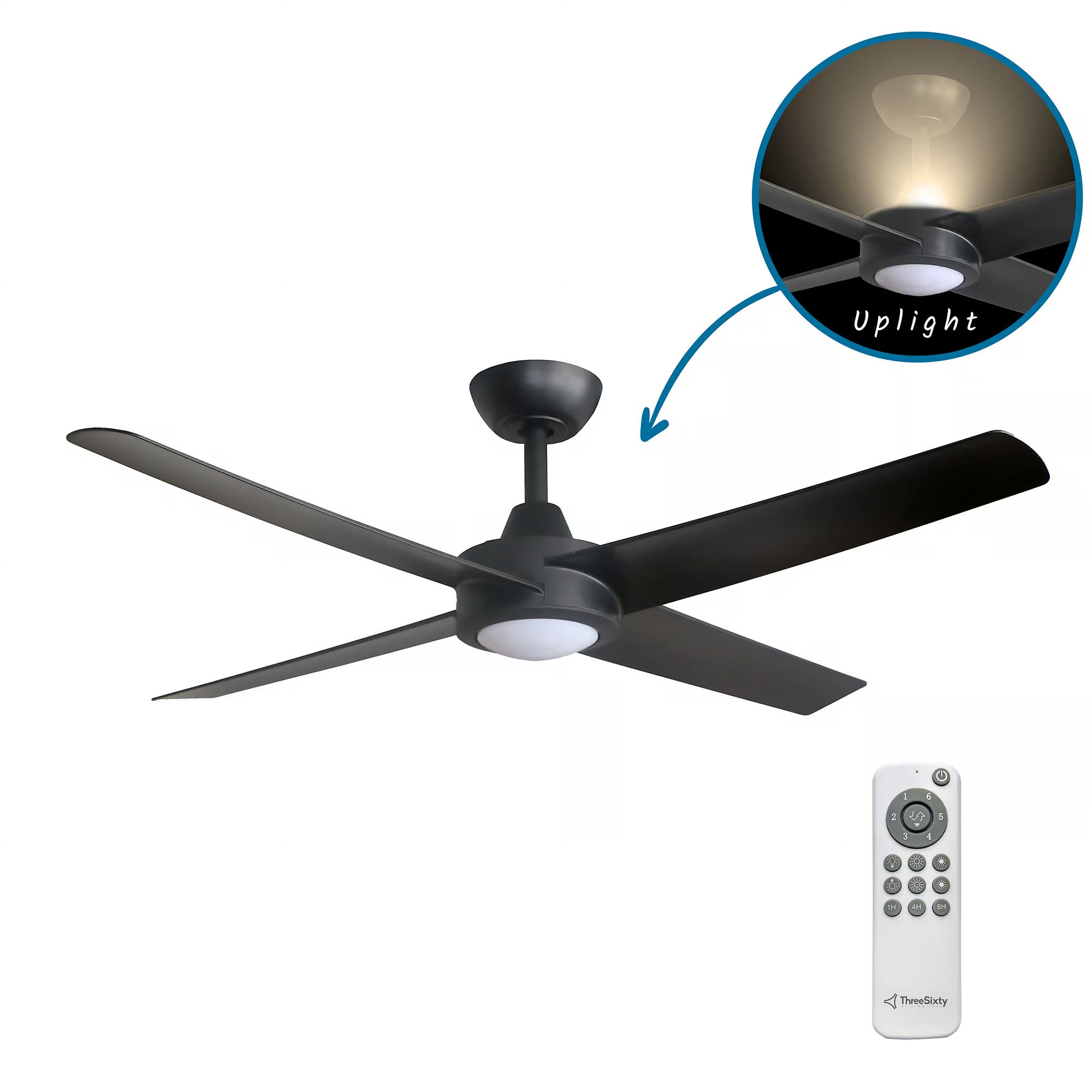 Ambience Uplight 48" DC Ceiling Fan with LED Light & Remote