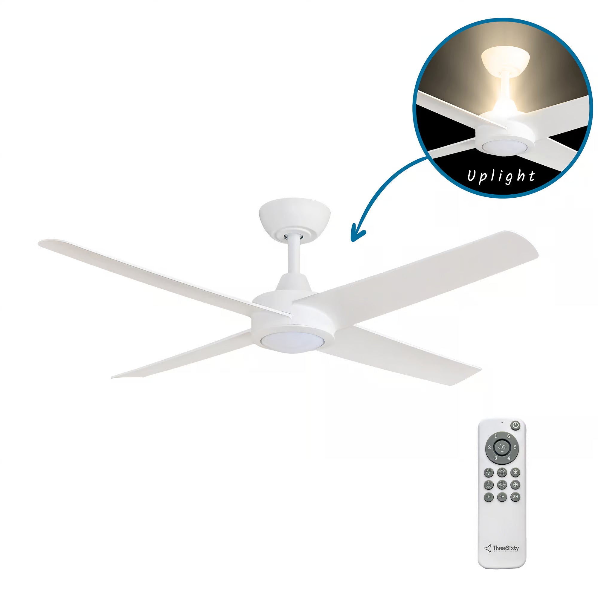 Ambience Uplight 48" DC Ceiling Fan with LED Light & Remote