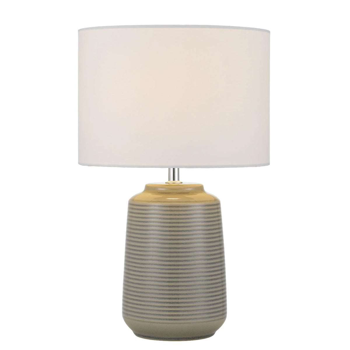 Anni Ceramic Table Lamp with Ribbed Design and Nickel Accents