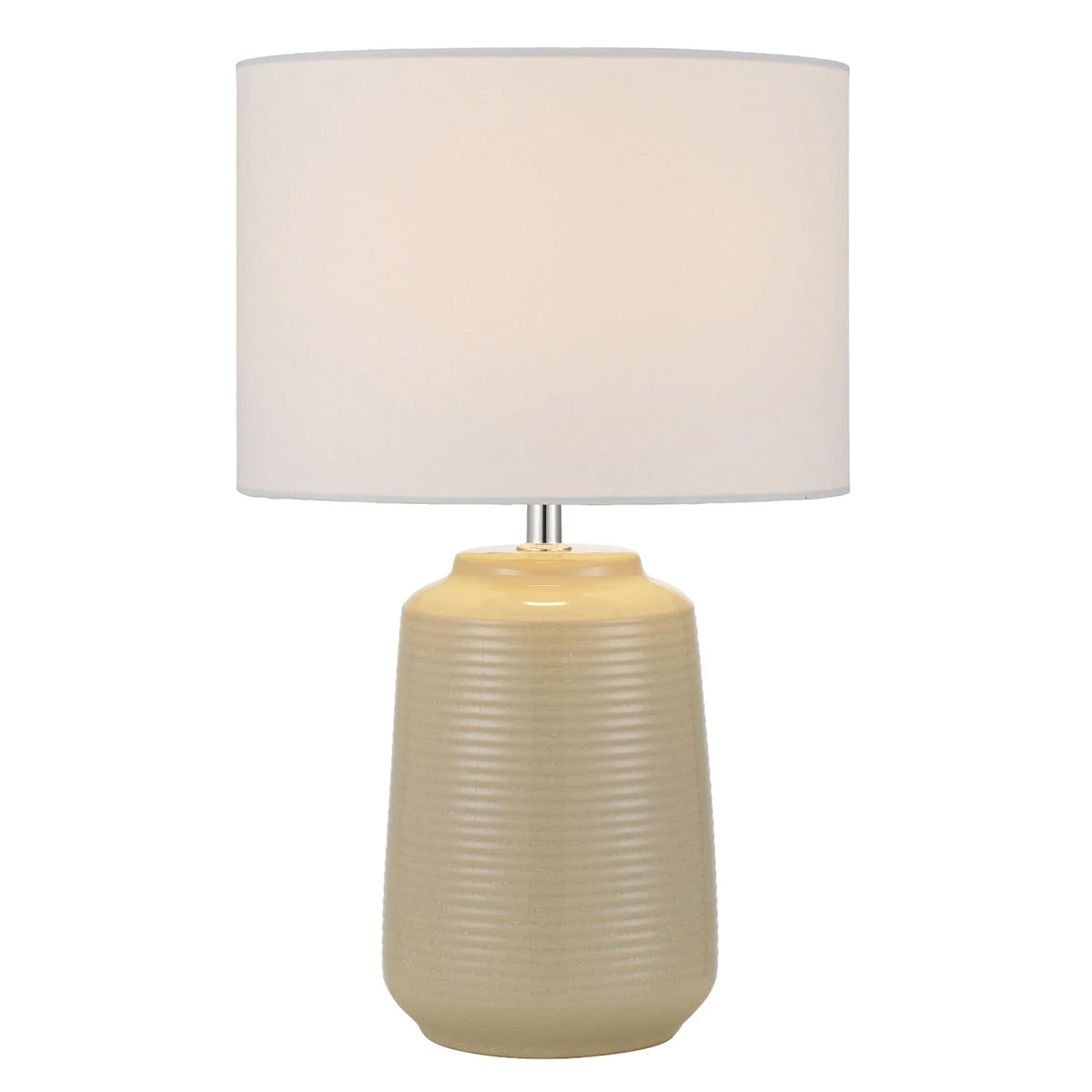 Anni Ceramic Table Lamp with Ribbed Design and Nickel Accents
